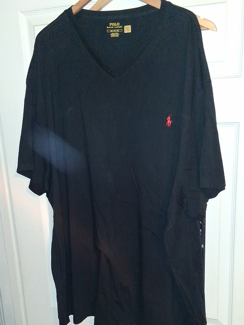 Polo by Ralph Lauren Black V-Neck Tee Shirt with Red Pony. 5XB (Worn 1nce)